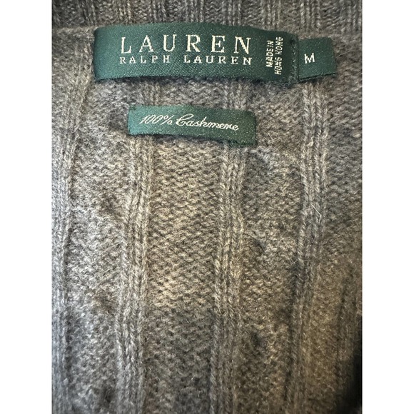 Vtg Lauren Ralph Lauren Cashmere V-Neck Pullover Sweater Gray Women's Medium - Picture 6 of 14